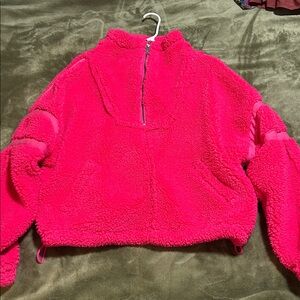 FP movement by Free People hot pink fleece Sherpa jacket pullover NWOT